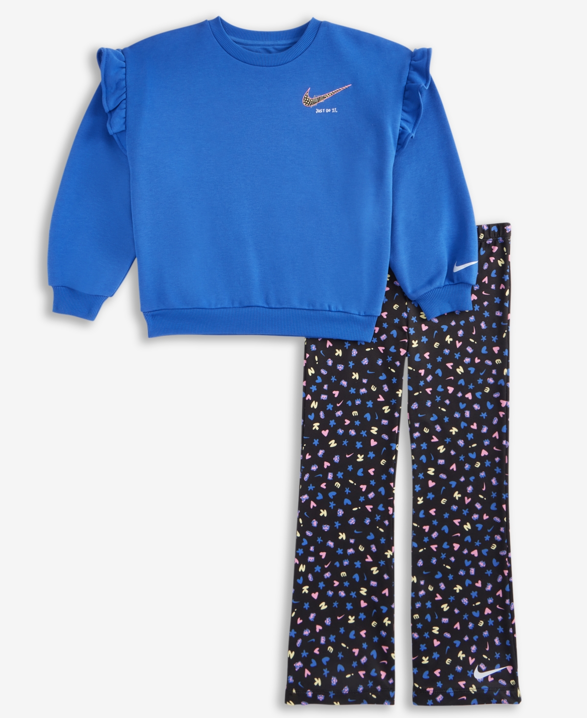 Nike Little Girls Essentials Top & Allover Print Femme Leggings, 2 Piece Set In Blue