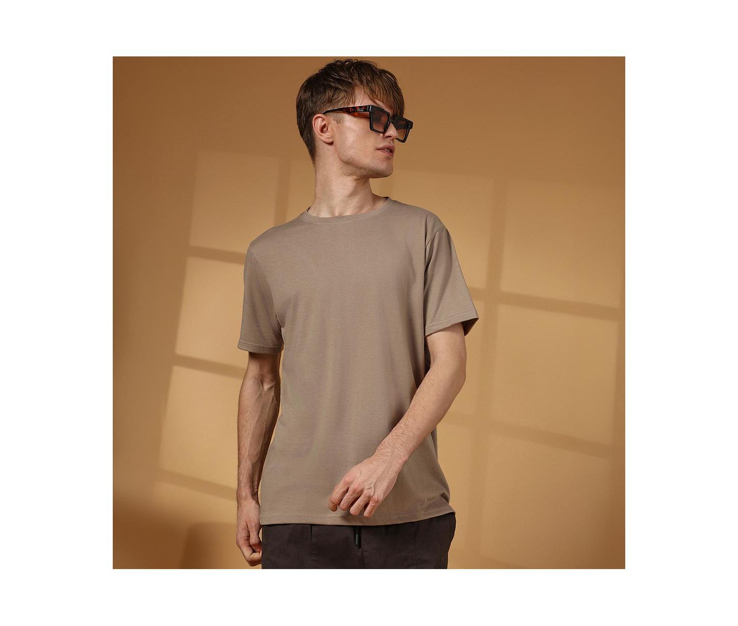 Мужская футболка Cahoot Campus Sutra Cloud Grey Solid Regular, цвет: Серый — фото 2