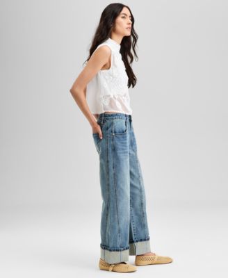 Women's High-Rise Seamed Cuffed Jeans, Exclusively at Macy's 