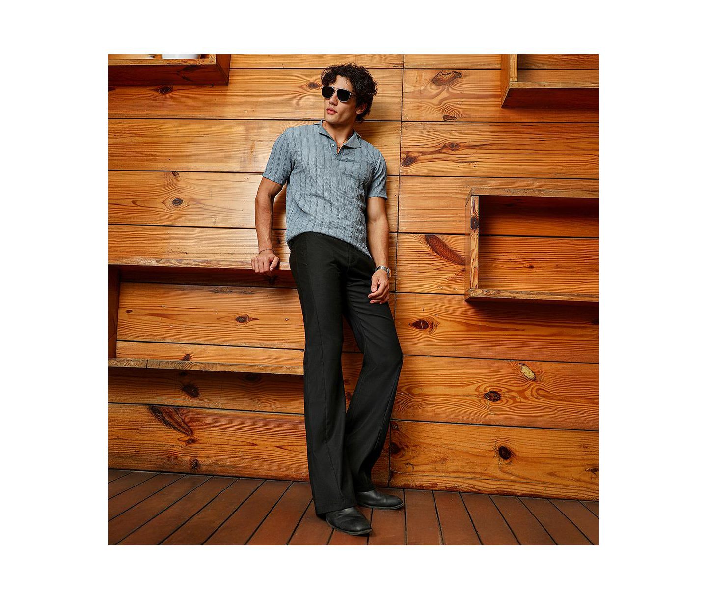 Мужская футболка Cahoot Campus Sutra Icy Blue Wicker-Tactitle Polo, цвет: Синий — фото 6
