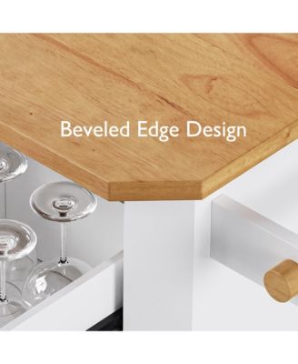 Rolling Kitchen Island Cart - Drop Leaf, Power, Storage