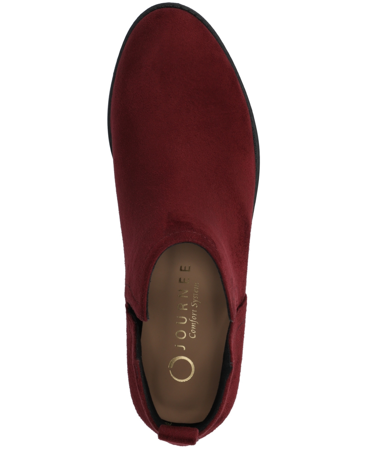 Journee Collection Women's Rimi Notched Ankle Stacked Heel Booties In Burgundy