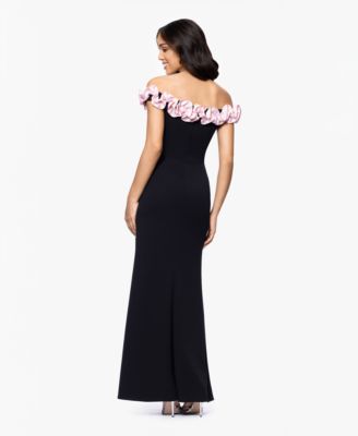 Juniors' Off-The-Shoulder Ruffled Evening Gown