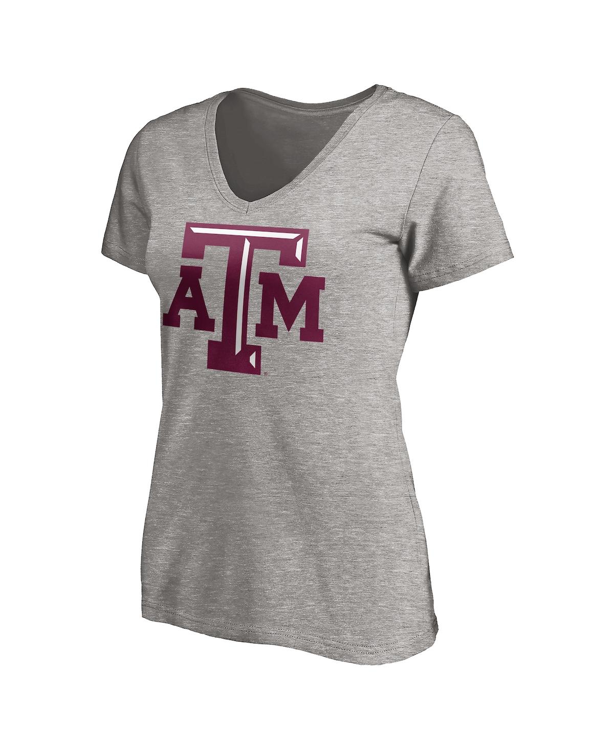 Fanatics Women's Gray Texas A&m Aggies Primary Logo V-neck T-shirt In Gray