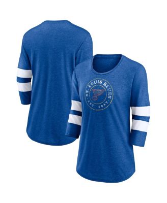 Fanatics - Women's Heather Blue St. Louis Blues One Timer Tri-Blend Scoop Neck 3/4-Sleeve T-Shirt