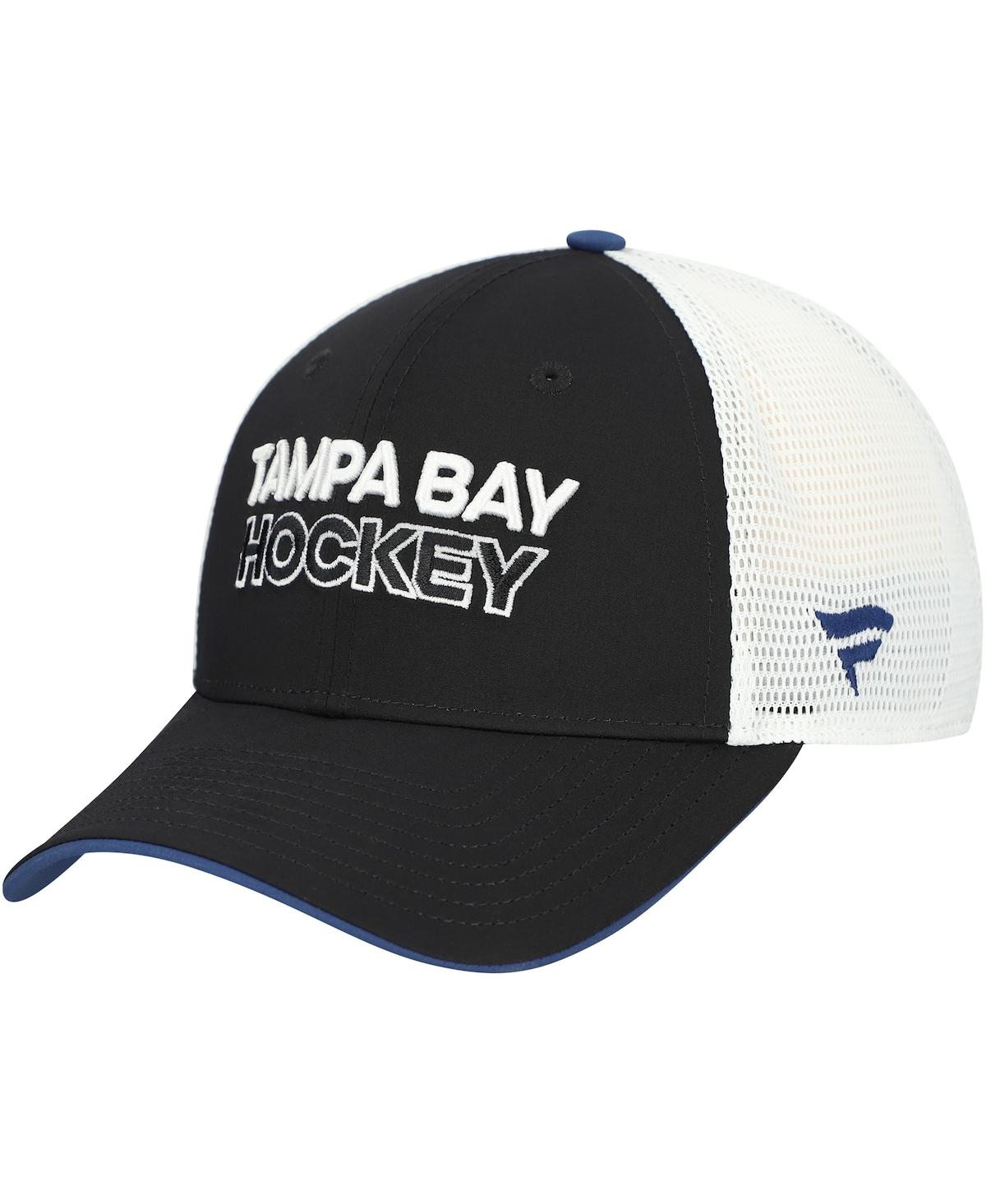 Fanatics Men's Black/white Tampa Bay Lightning Authentic Pro Rink Alternate Trucker Adjustable Hat
