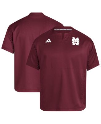 adidas - Men's Maroon Mississippi State Bulldogs Dugout Coaches Adizero Notch Neck Pullover Sweatshirt