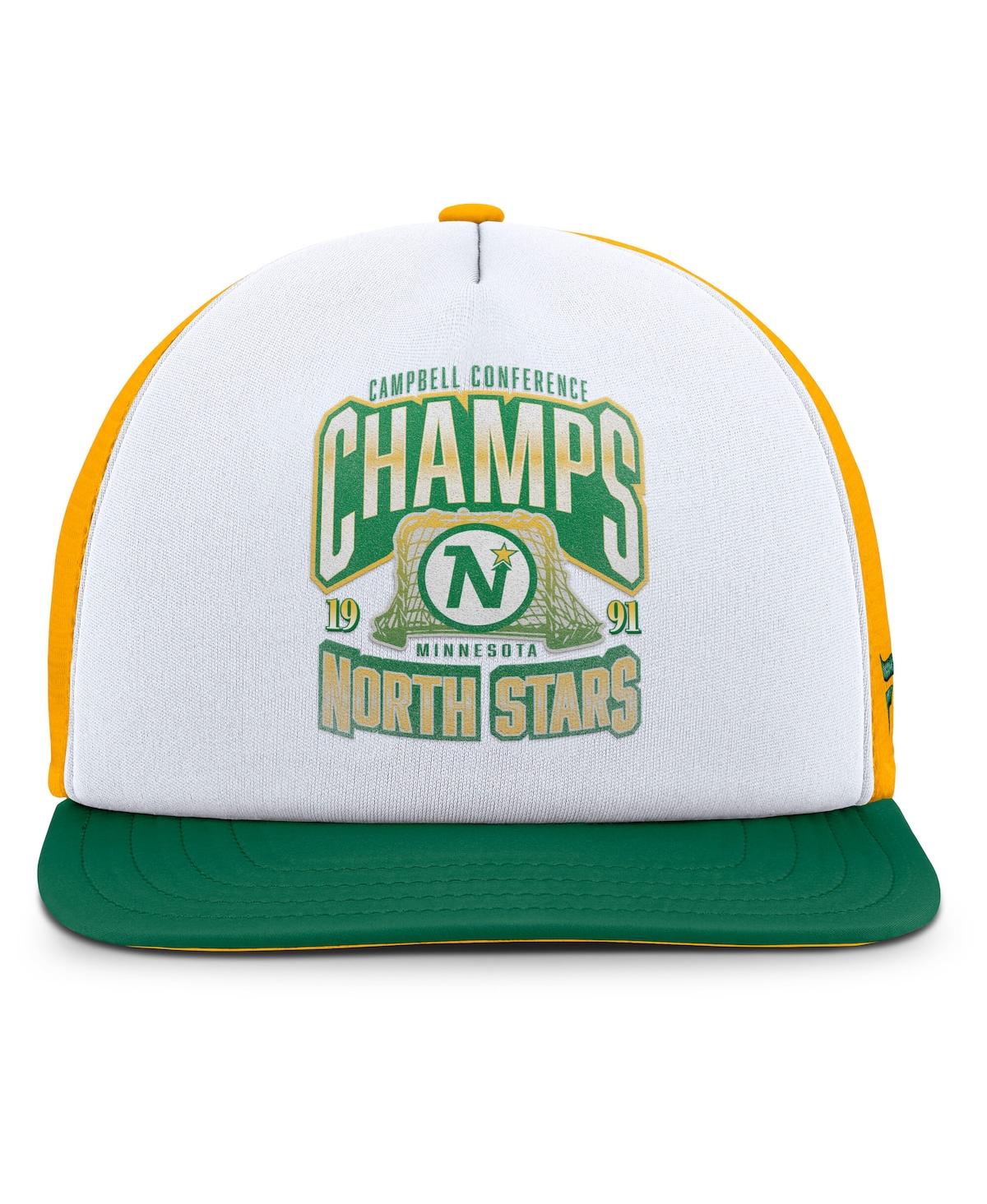 Fanatics Men's White/green Minnesota North Stars Decades Collection Foam Front Snapback Hat