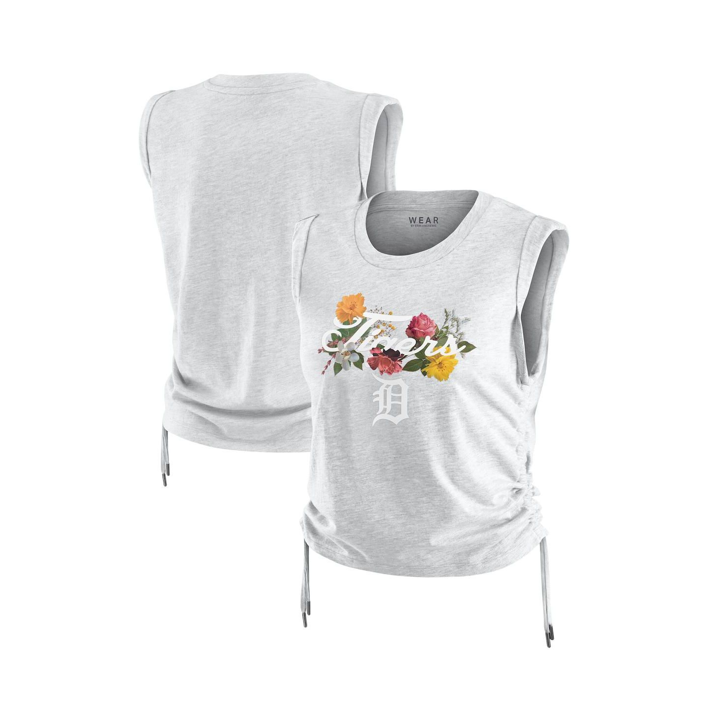 Женский топ WEAR by Erin Andrews Heather Gray Detroit Tigers Cinched — фото 1