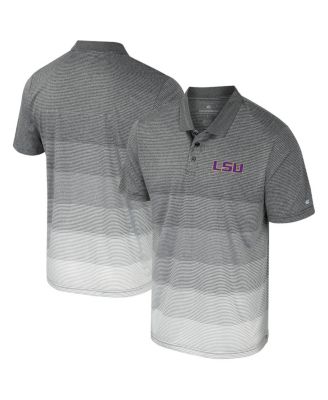 Colosseum - Men's Gray LSU Tigers Striped Mesh Polo Shirt