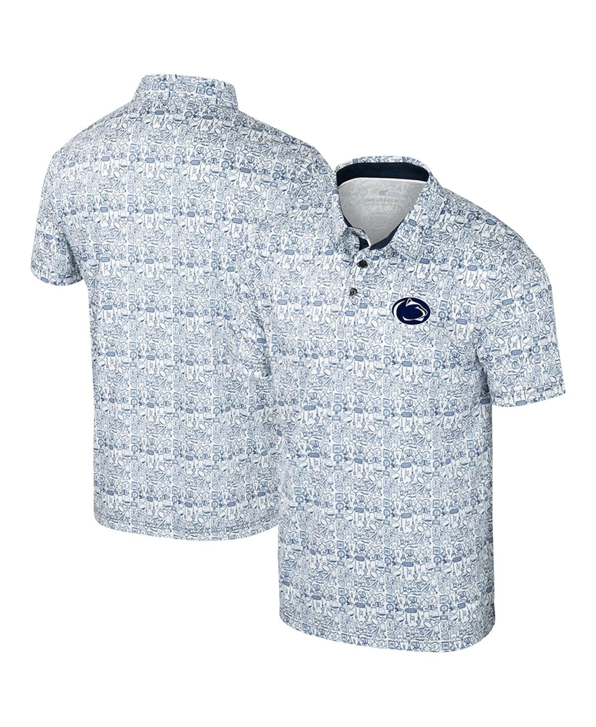 Men's Navy/White Penn State Nittany Lions Big Tall Allover Polo Shirt - Navy, White