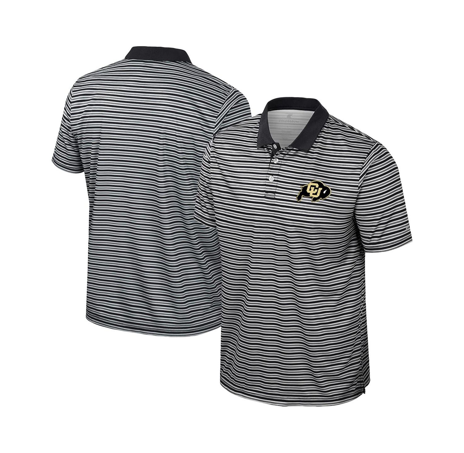 Men's Black Colorado Buffaloes Striped Polo Shirt