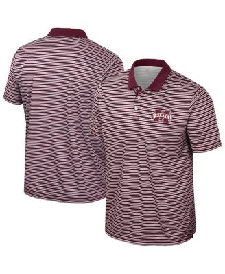 Colosseum - Men's Maroon Mississippi State Bulldogs Striped Polo Shirt