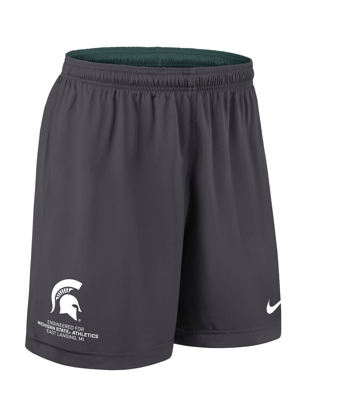 Nike Men's Green/charcoal Michigan State Spartans 2025 Sideline Reversible Performance Shorts In Multi