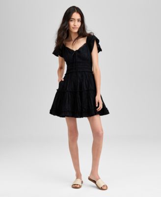 And Now This - Women's Cotton V-Neck Fit & Flare Lace Dress