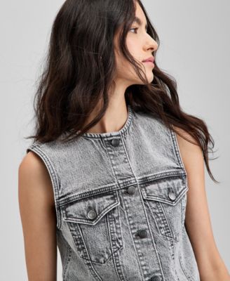 Women's Button-Front Denim Vest, Exclusively at Macy's