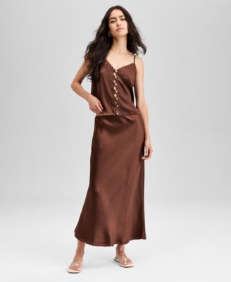 And Now This - Women's Embroidered Hem Pull-On Midi Skirt, Exclusively at Macy's