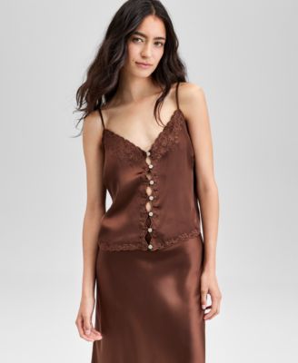 And Now This - Women's Embroidered Scallop-Trim Camisole Top