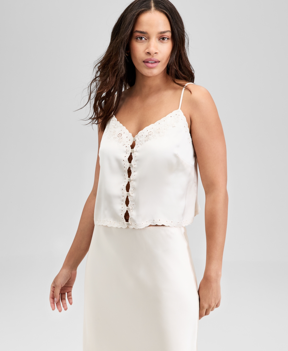 Women's Embroidered Scallop-Trim Camisole Top, Exclusively at Macy's - Canyon Earth