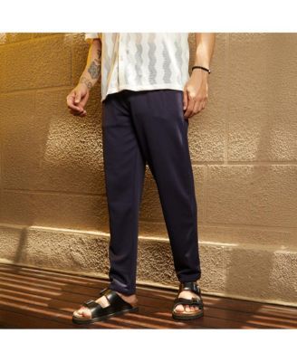 Men's Navy Blue Micro-Waffle Chino Trousers