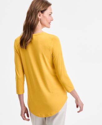 Petite 3/4-Sleeve Scoop Neck Top, Exclusively at Macy's