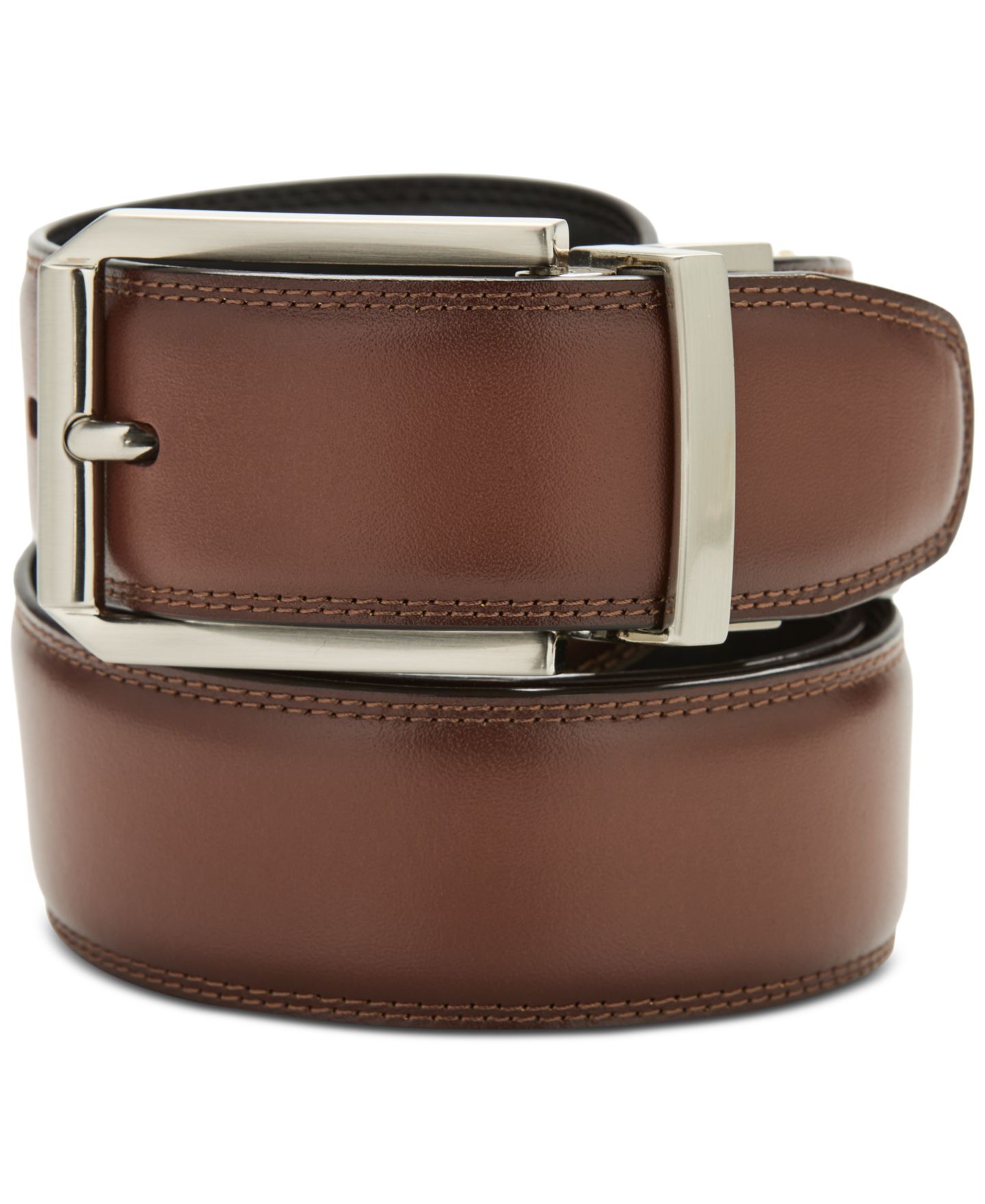 Мужской ремень Perry Ellis Portfolio Leather Halfmoon Belt, цвет: Oxford — фото 1