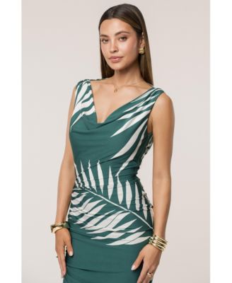 Women's Palm Print Ruched Dress