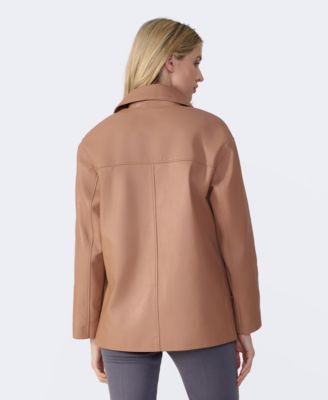 Women's Relaxed Leather Jacket, Created for Macy's