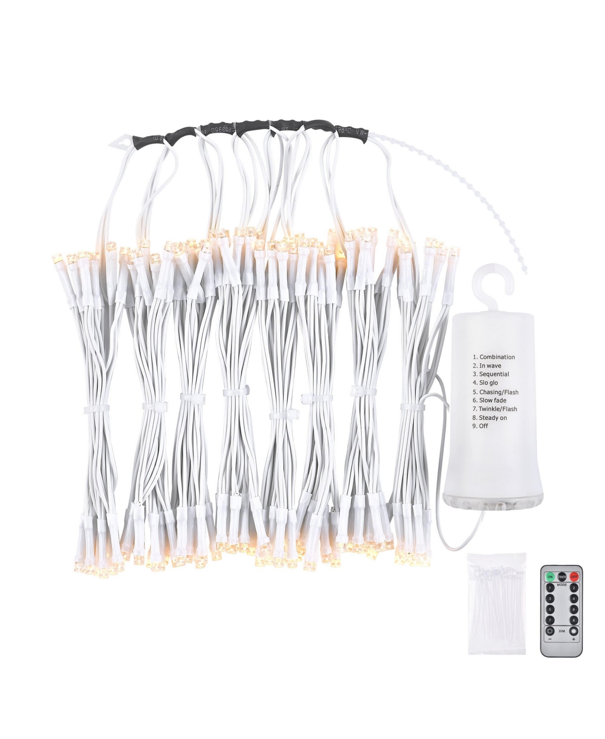 Patio Umbrella Solar String Light with Remote Control Timer Fit 8-Rib 8/9/10 Ft Outdoor Shade 128 Led Warm White - Natrual