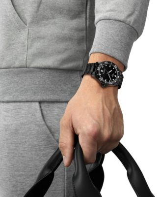 Men's Swiss Seastar 1000 Black PVD Stainless Steel Bracelet Watch 40mm