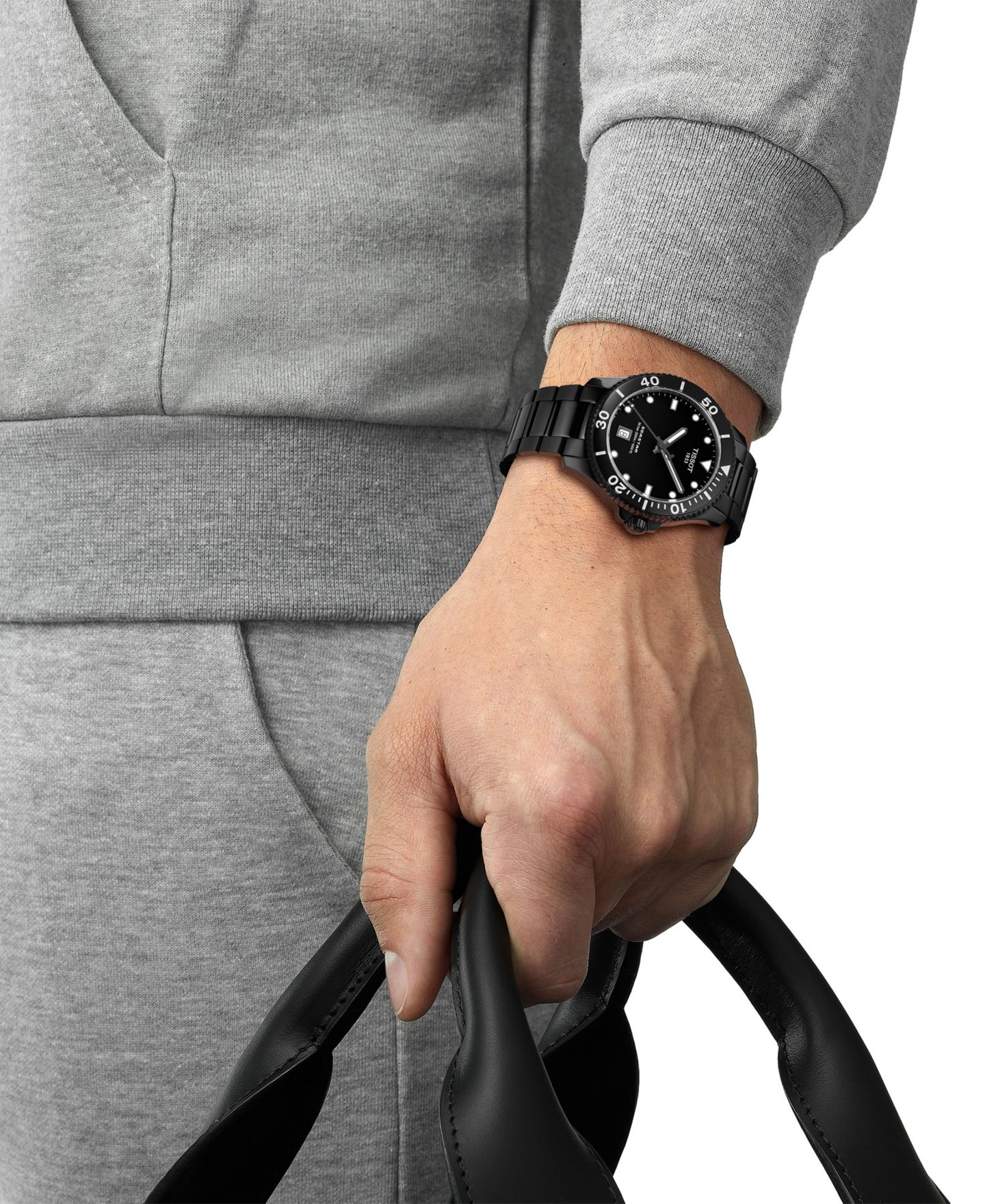 Мужские часы Tissot Swiss Seastar 1000 на чёрном стальном браслете PVD, 40 мм — фото 5