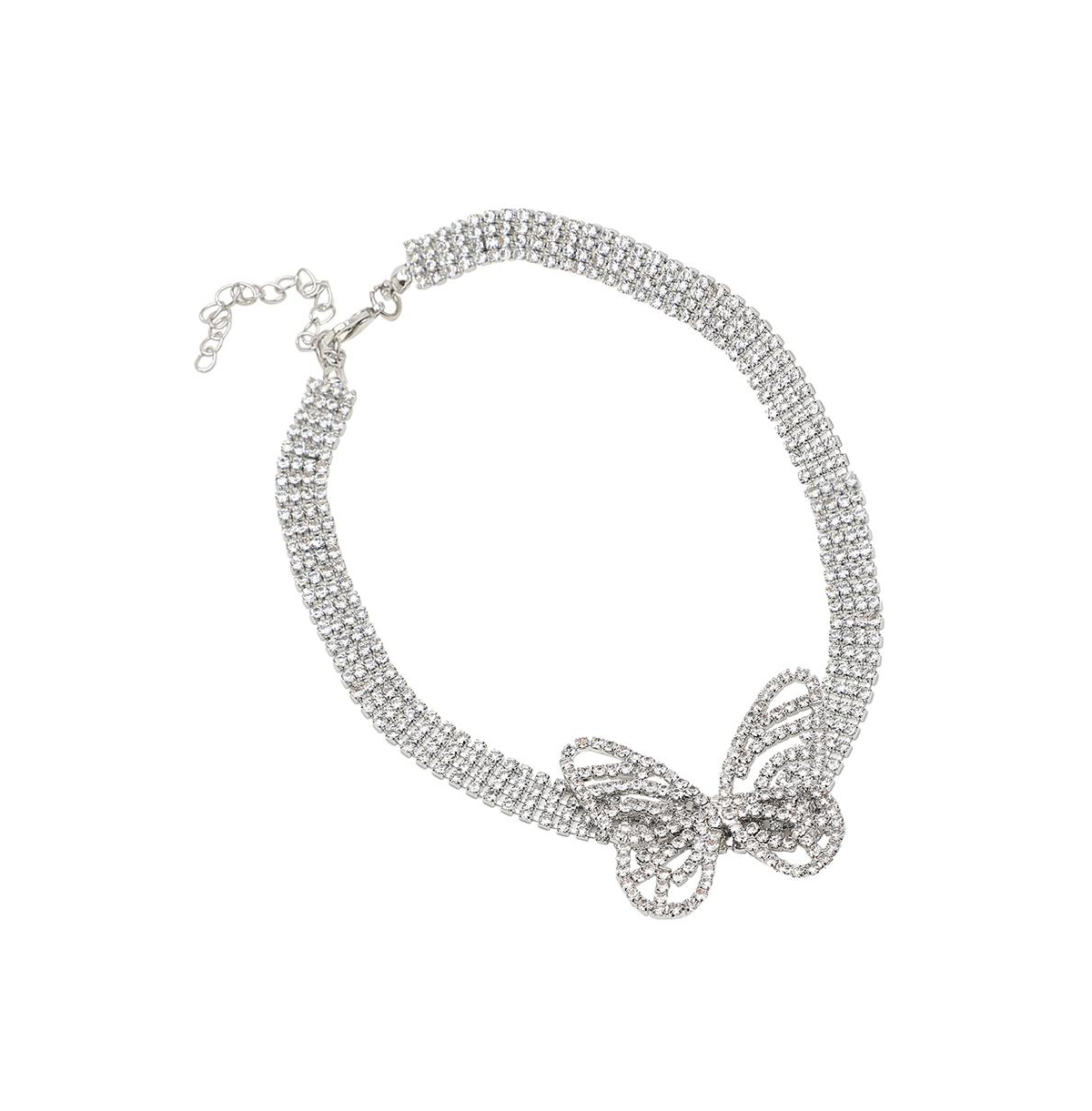 Butterfly Choker Necklace - Silver