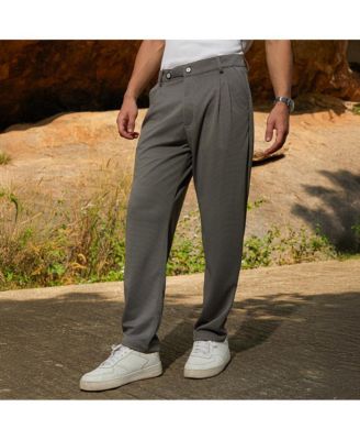 Men's Ash Grey Micro-Check Chino Trousers