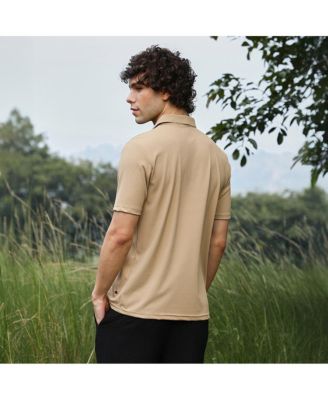 Men's Buff Beige Solid Knit Polo T-Shirt