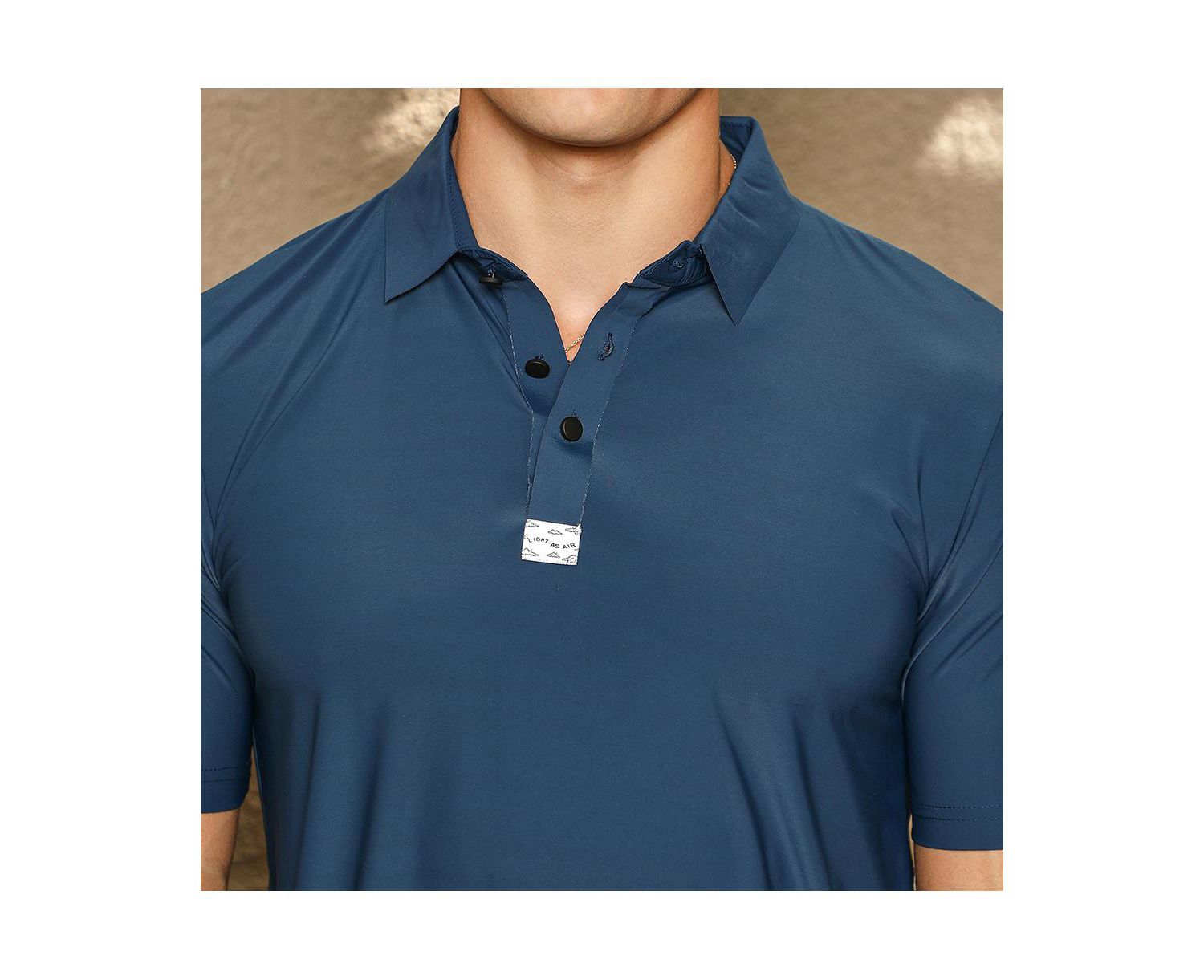 Men's Navy Blue Seamless Solid Polo T-Shirt