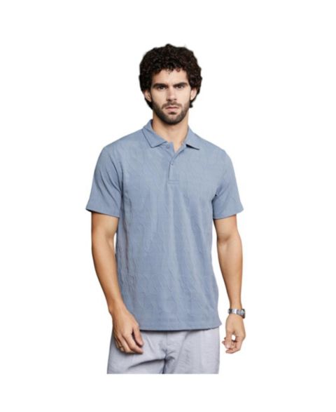 Мужская футболка Cahoot Campus Sutra Powder Blue Veined-Tactile Polo, цвет: Синий