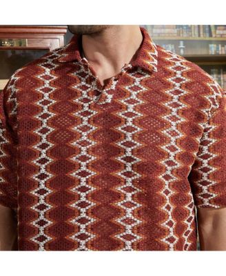 Men's Burnt Sienna Folk-Logenze Oversized Polo T-Shirt