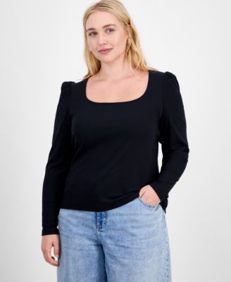 On 34th - Trendy Plus Long-Sleeve Square-Neck Top