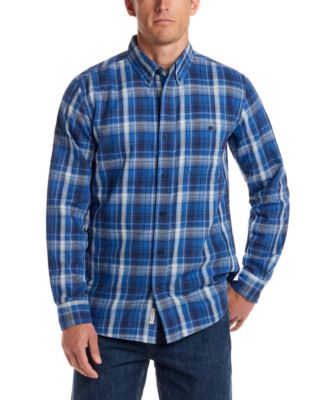 Weatherproof Vintage - Men's Long Sleeve Button-Down Burnout Plaid Flannel Shirt