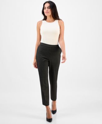 AK Anne Klein - Petite Mid-Rise Straight-Leg Ankle Pants