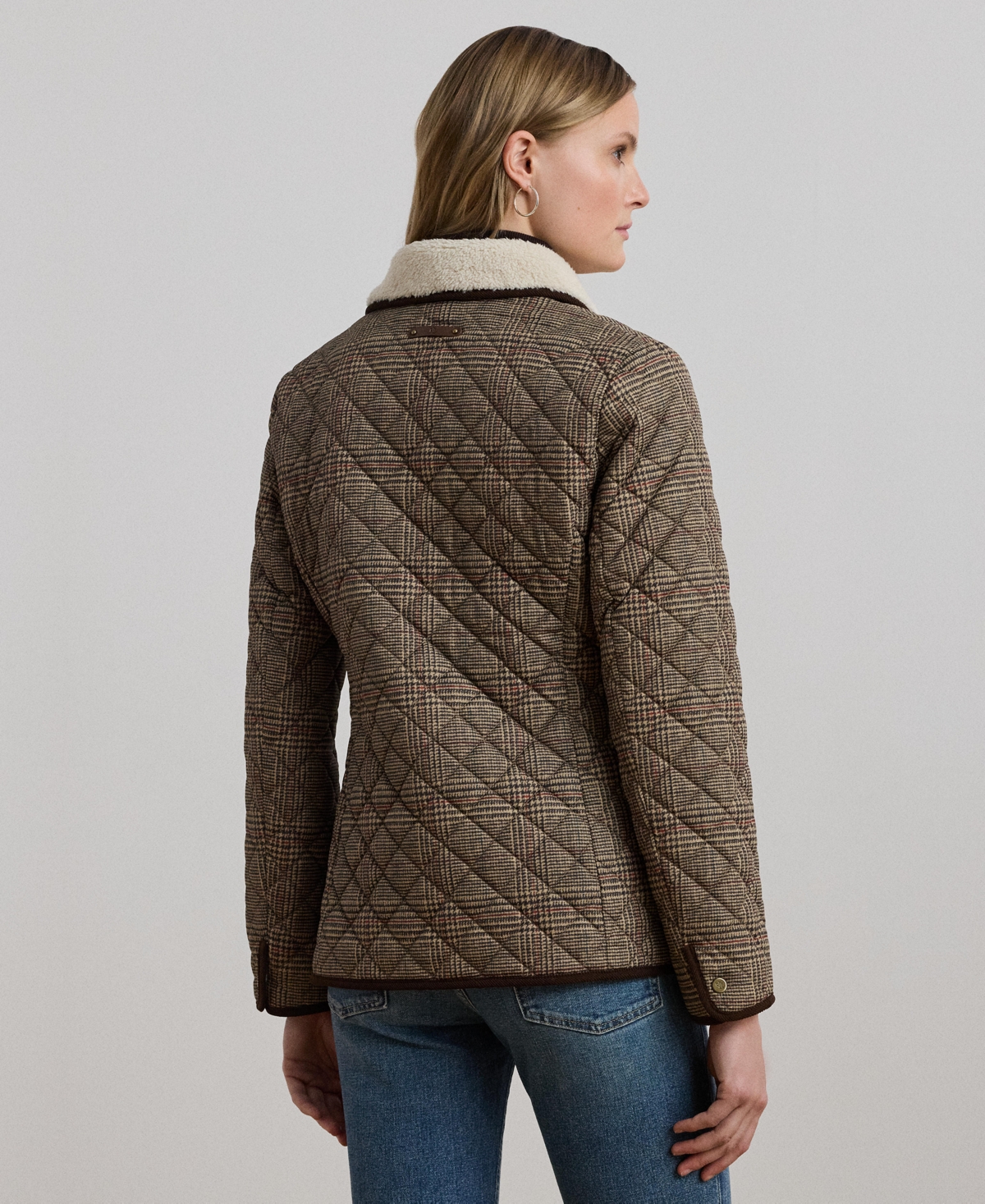Ralph Lauren Women's Faux-sherpa-collar Quilted Coat In Brown