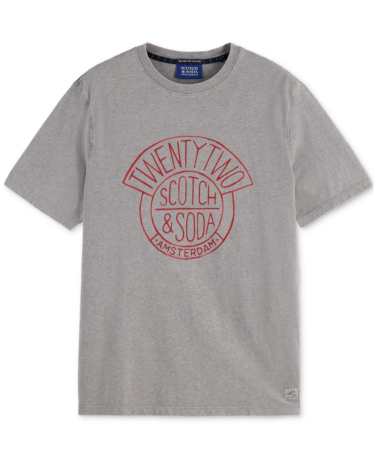 Scotch & Soda Denim Artwork Graphic T-shirt In Burgundy