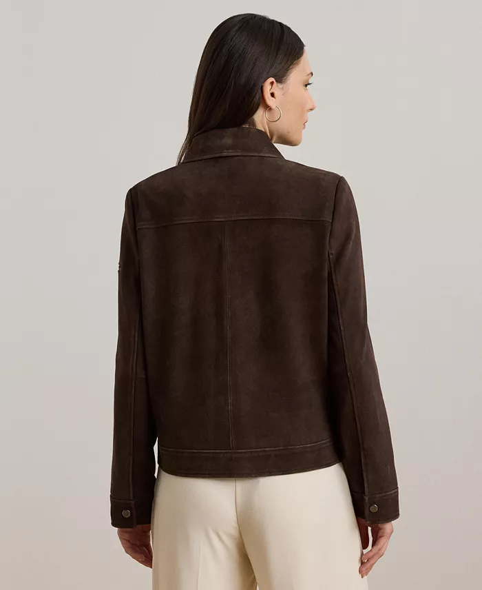 Women's Buttoned Suede Jacket - thumbnail 2