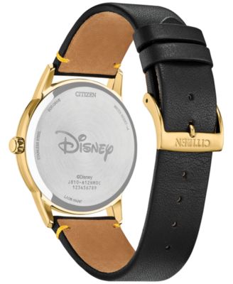 Eco-Drive Men's Disney Donald Duck Seeing Stars Black Leather Strap Watch 40mm