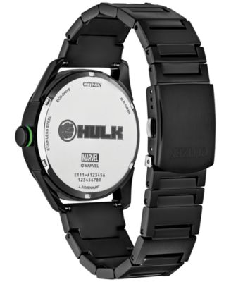 Eco-Drive Men's Marvel Hulk Green Goliath Black-Tone Stainless Steel Bracelet Watch 42mm