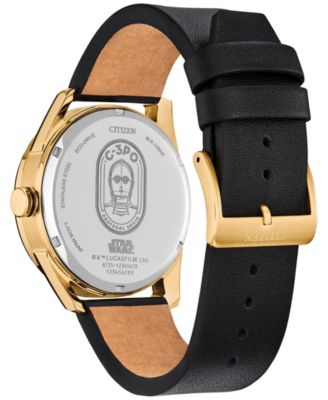 Eco-Drive Men's Star Wars C-3PO Awakens Black Leather Strap Watch 42mm