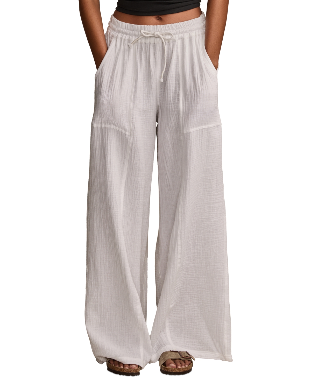 Women's Cotton Gauze Drawstring Pants - Bright White