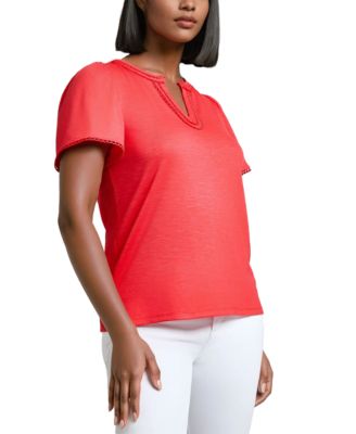 Women's Split Neck Trim Top