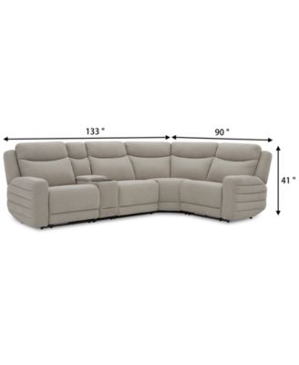 Kristyan 5-Pc. Fabric Sectional with 2 Power Recliners and Console, Exclusively at Macy's