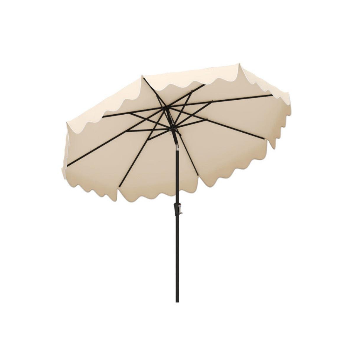 9 Feet Patio Umbrella with Crank Handle and Push Button Tilt - Beige